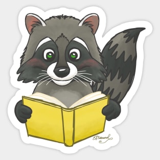 Raccoon Reading a Book! Sticker